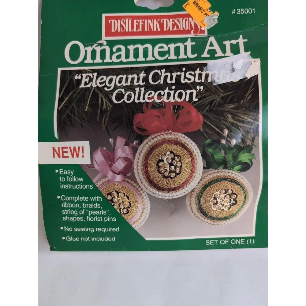 Distlefink Elegant Christmas Ornament Art Kit Bead Sequin Vtg. 35001